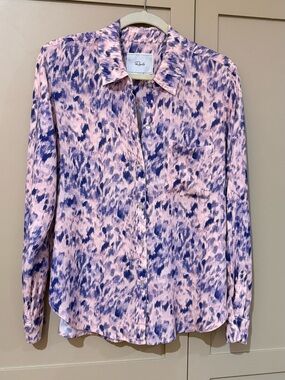Rails Pink and Navy Abstract Animal Print Shirt
